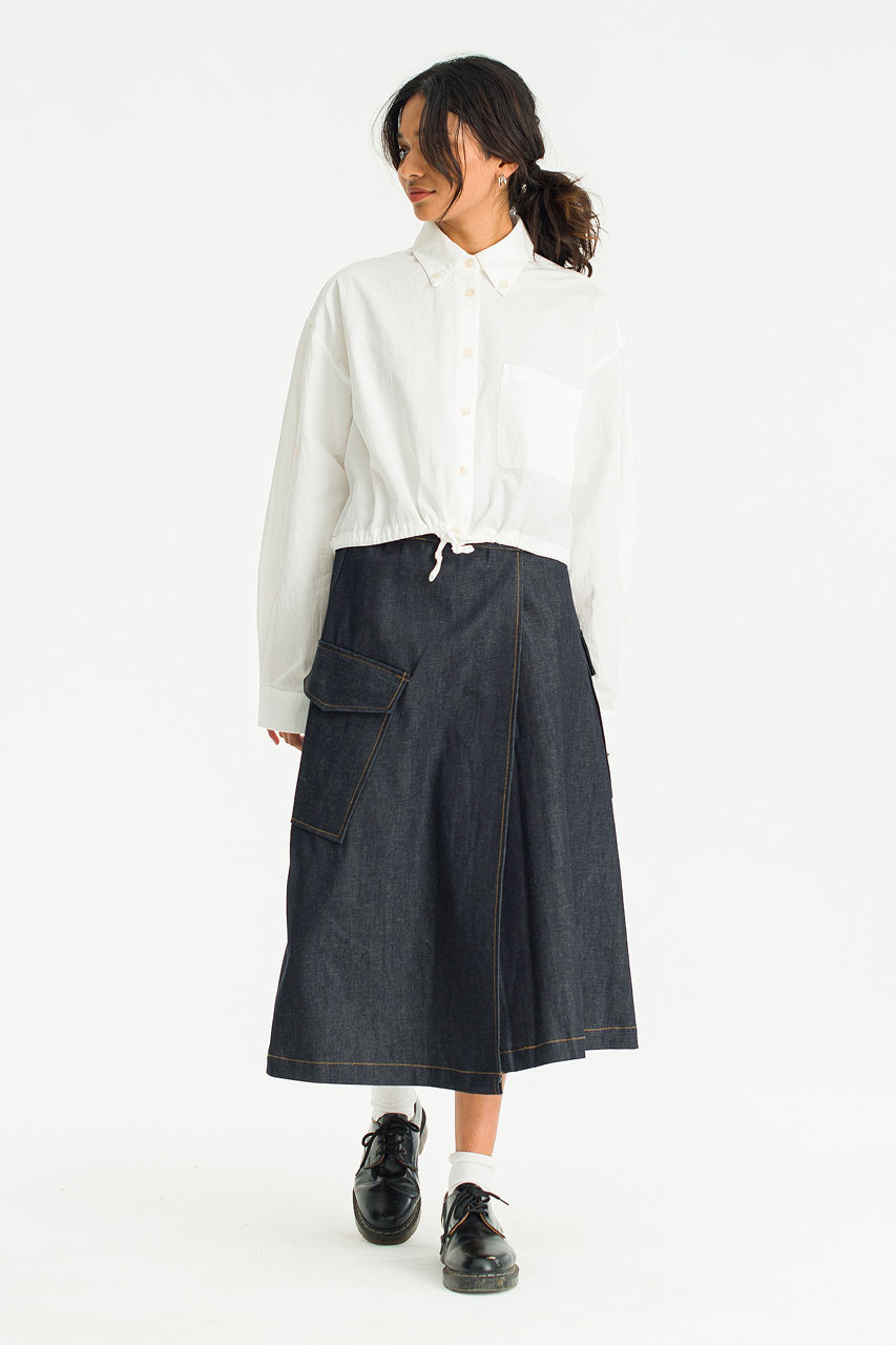 Minato Cargo Wrap Skirt, Indigo