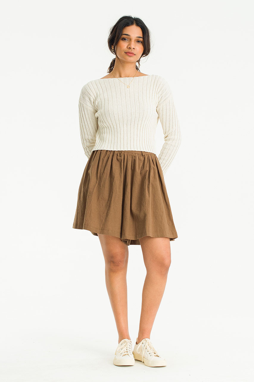 Moa Linen Skort, Brown
