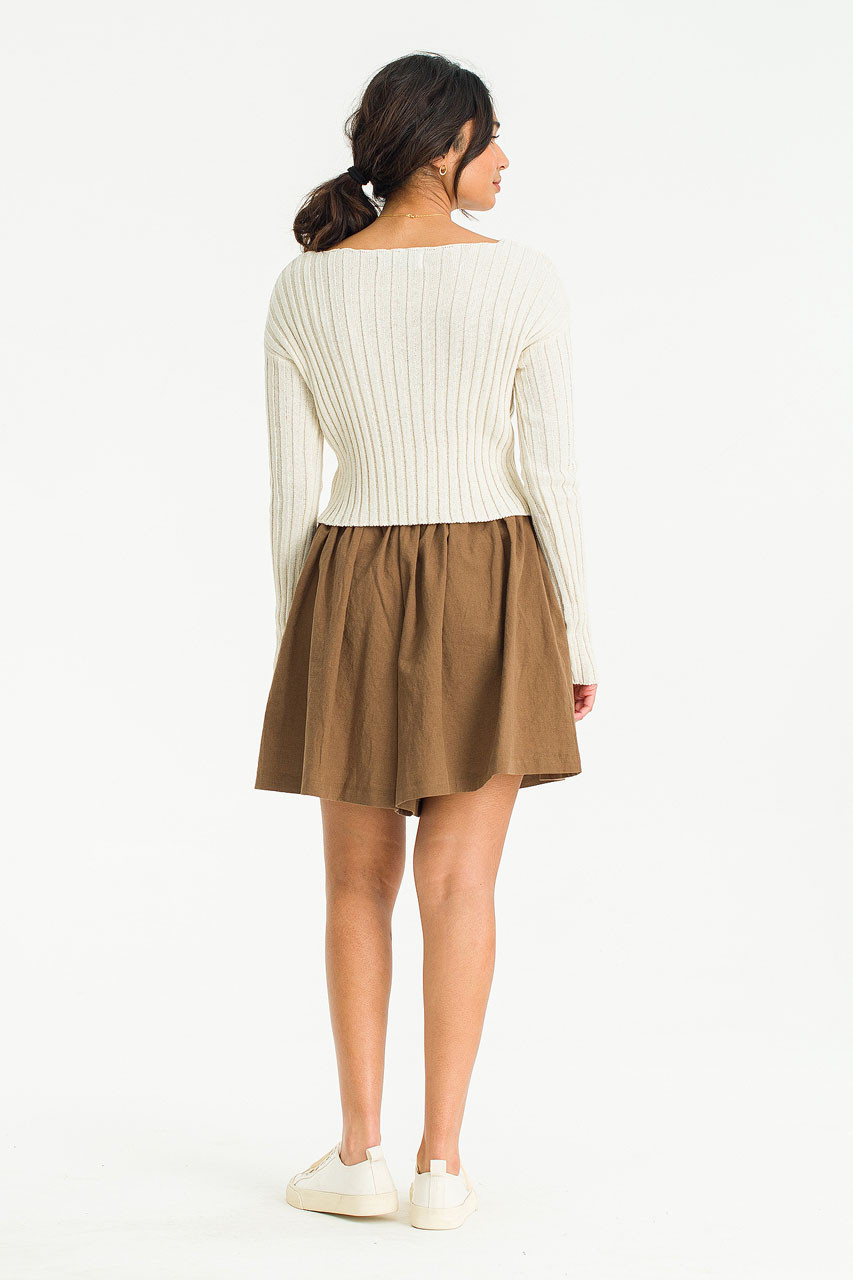 Moa Linen Skort, Brown