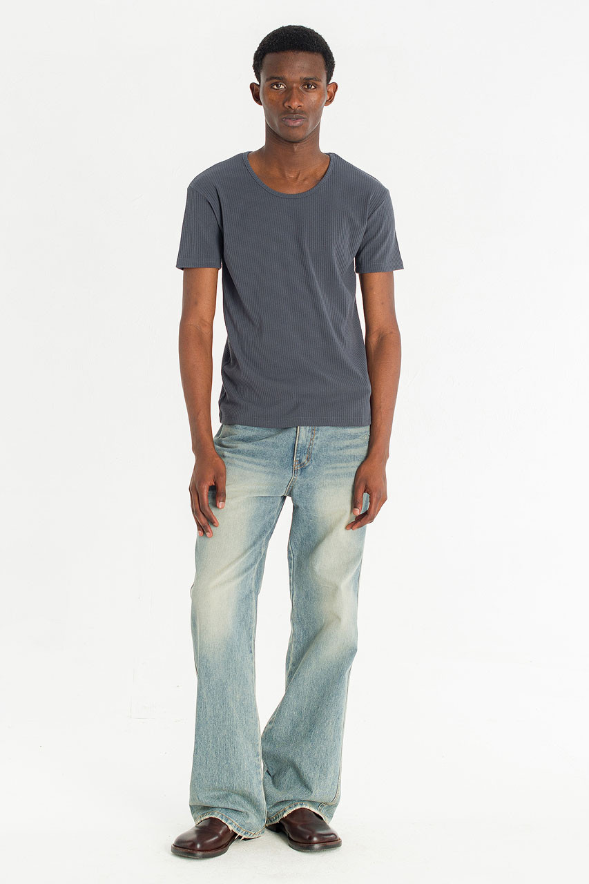 Menswear | Fitted Rib Tee, Charcoal