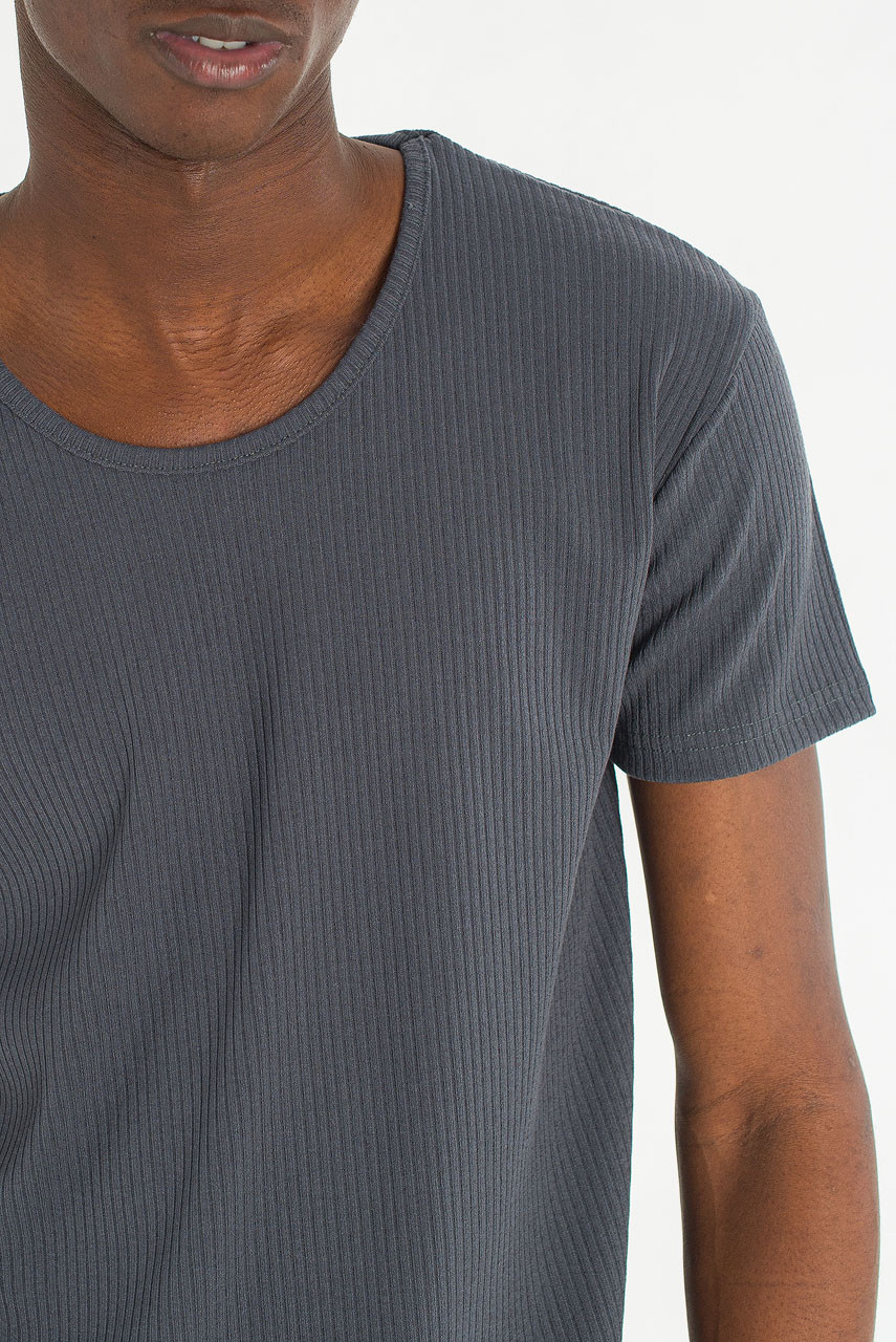 Menswear | Fitted Rib Tee, Charcoal