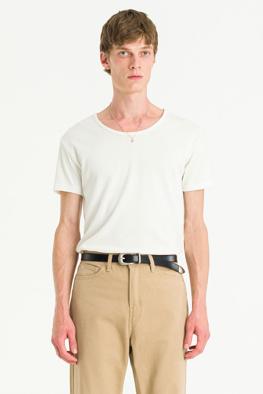 Menswear | Fitted Rib Tee, White