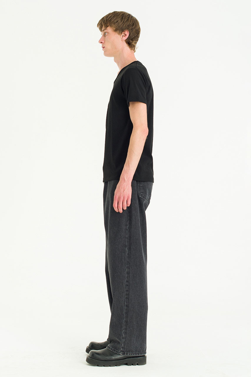 Menswear | Fitted Rib Tee, Black