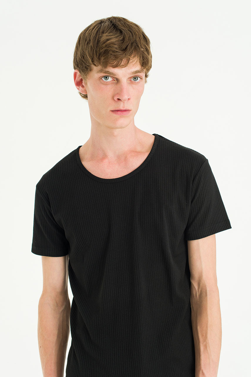 Menswear | Fitted Rib Tee, Black