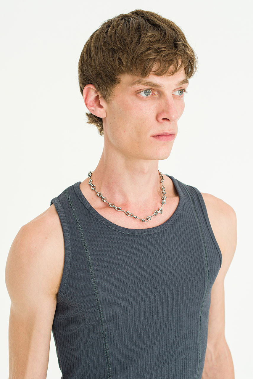 Menswear | Fitted Rib Vest, Charcoal