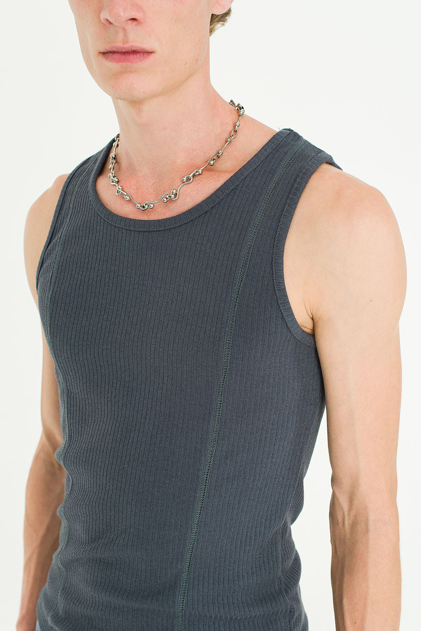 Menswear | Fitted Rib Vest, Charcoal