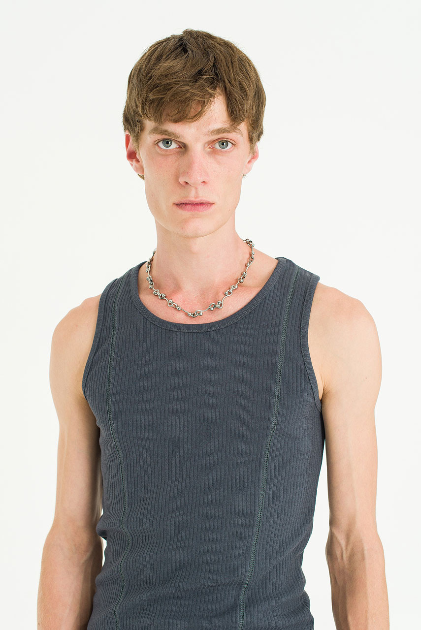 Menswear | Fitted Rib Vest, Charcoal