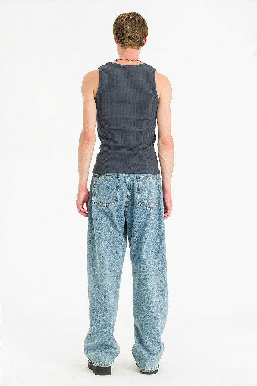 Menswear | Fitted Rib Vest, Charcoal