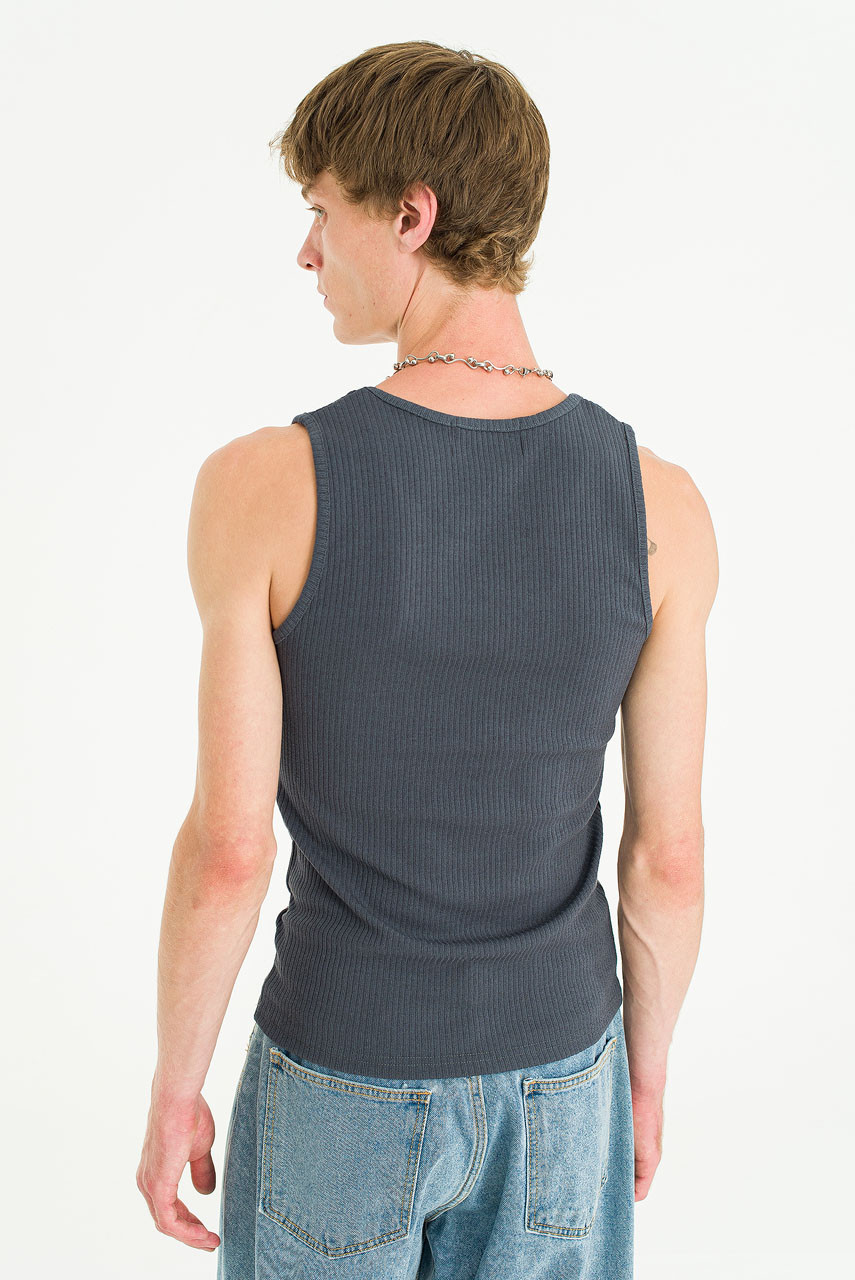 Menswear | Fitted Rib Vest, Charcoal