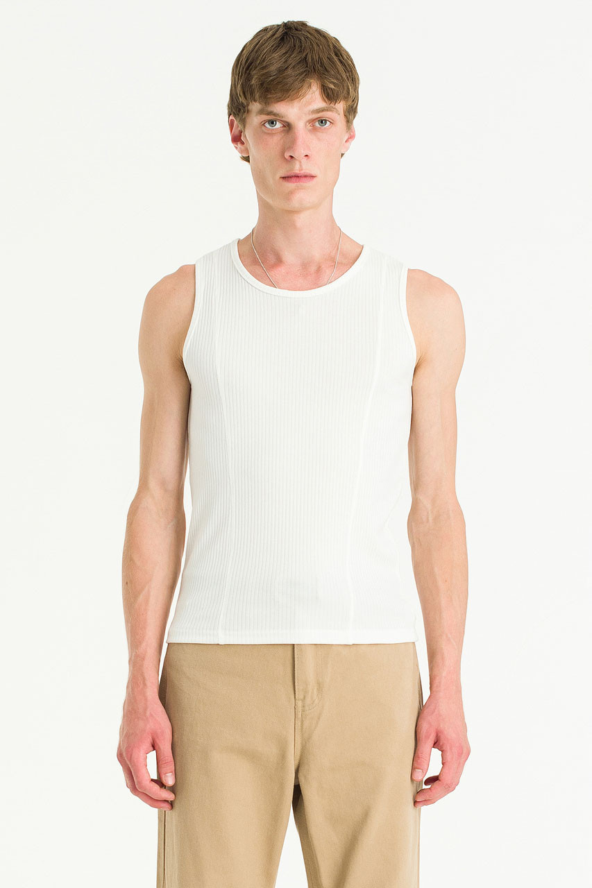 Menswear | Fitted Rib Vest, White