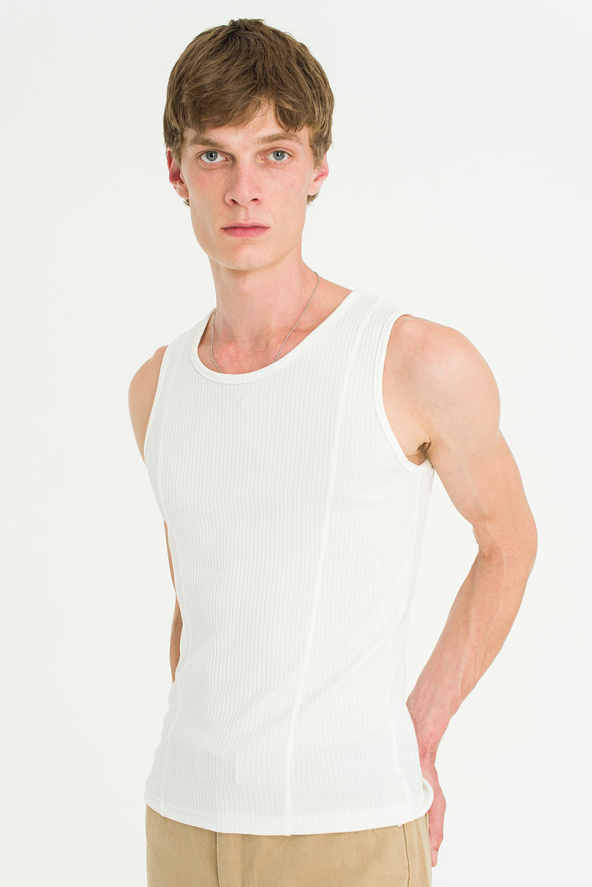 Menswear | Fitted Rib Vest, White