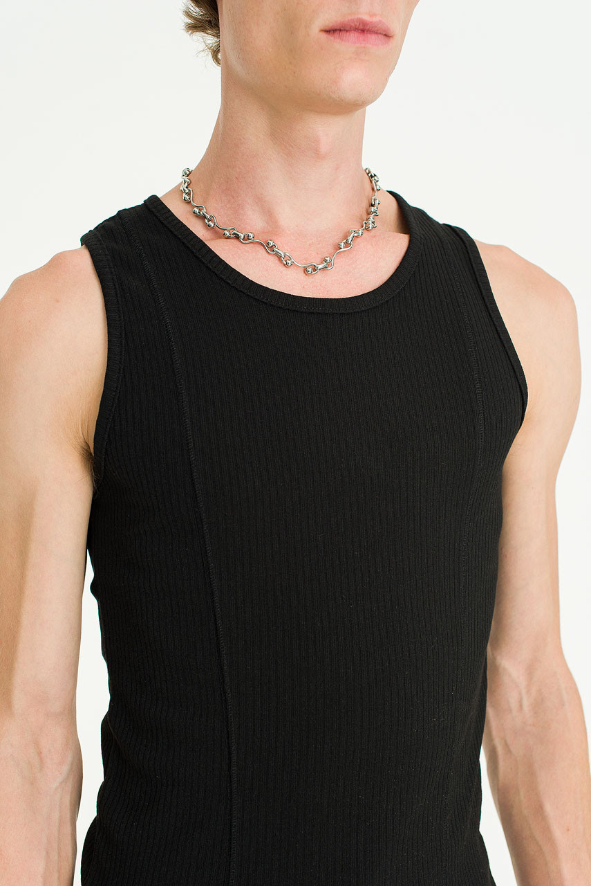 Menswear | Fitted Rib Vest, Black