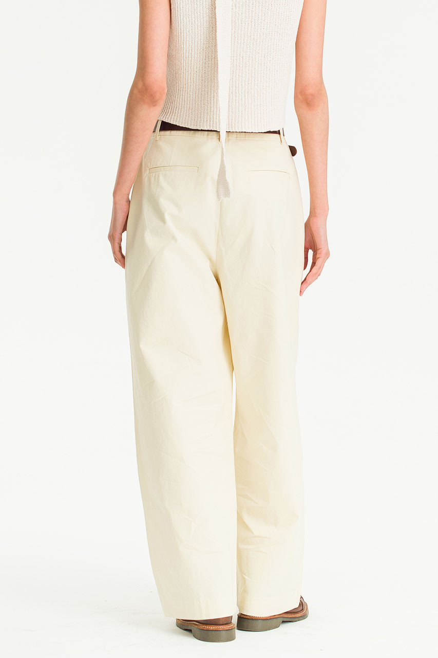 Isabella Pintuck Cotton Pants, Beige