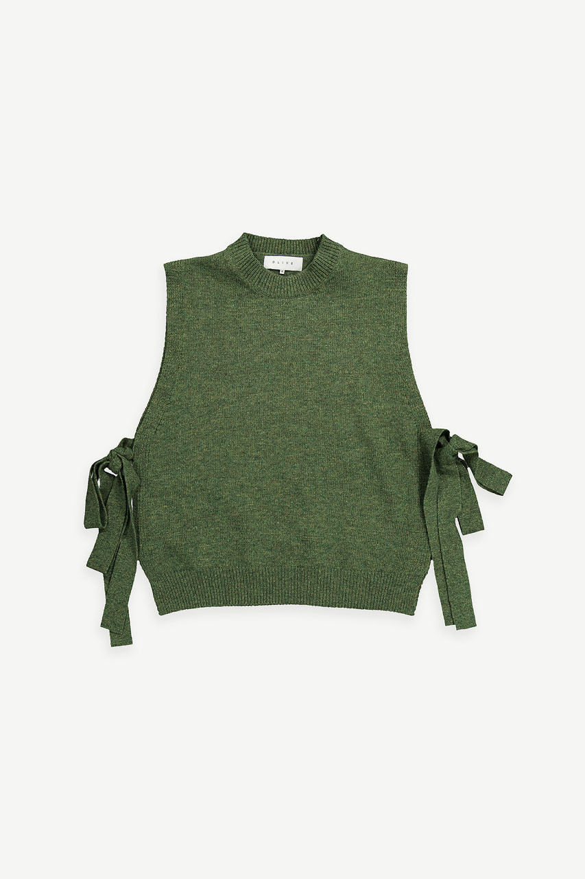 ベスト/ジレ W FACE SIDE RIBBON KNIT VEST Side Ribbon Vest, Black