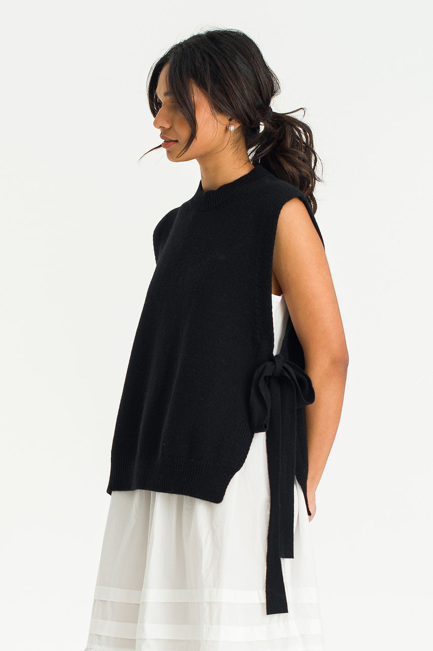 Side Ribbon Vest, Black