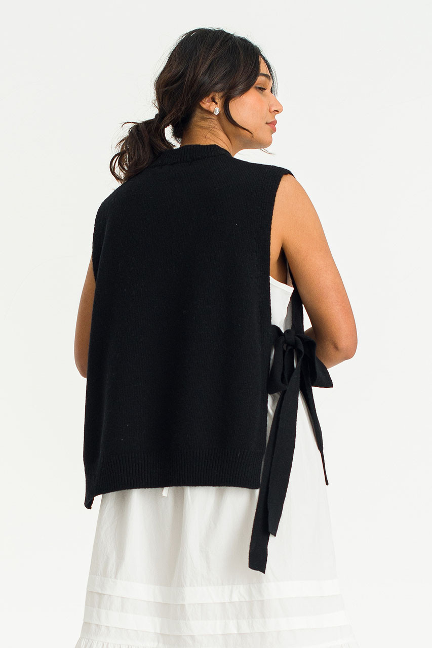 Side Ribbon Vest, Black