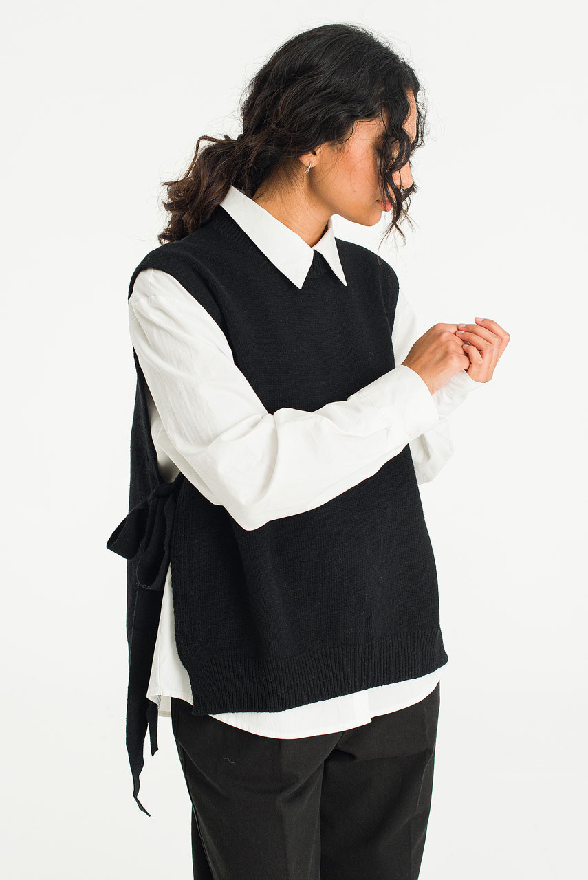 Side Ribbon Vest, Black