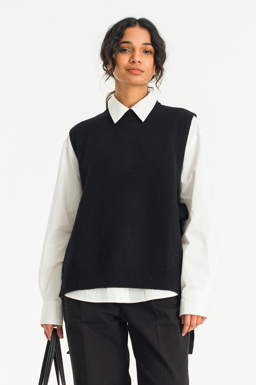 ベスト/ジレ W FACE SIDE RIBBON KNIT VEST Side Ribbon Vest, Green