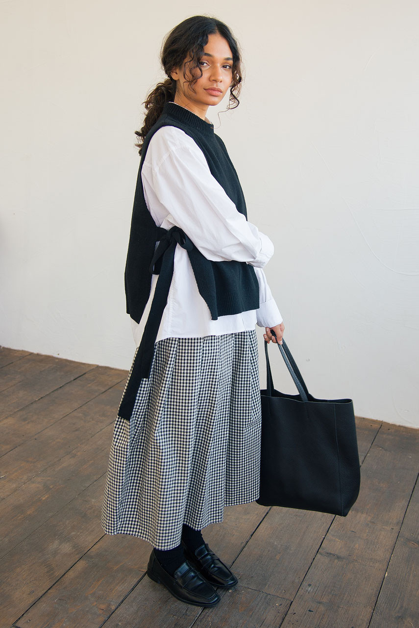 ベスト/ジレ W FACE SIDE RIBBON KNIT VEST Side Ribbon Vest, Black