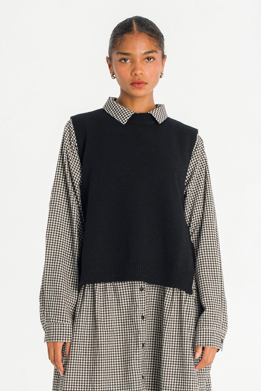 Side Ribbon Vest, Black