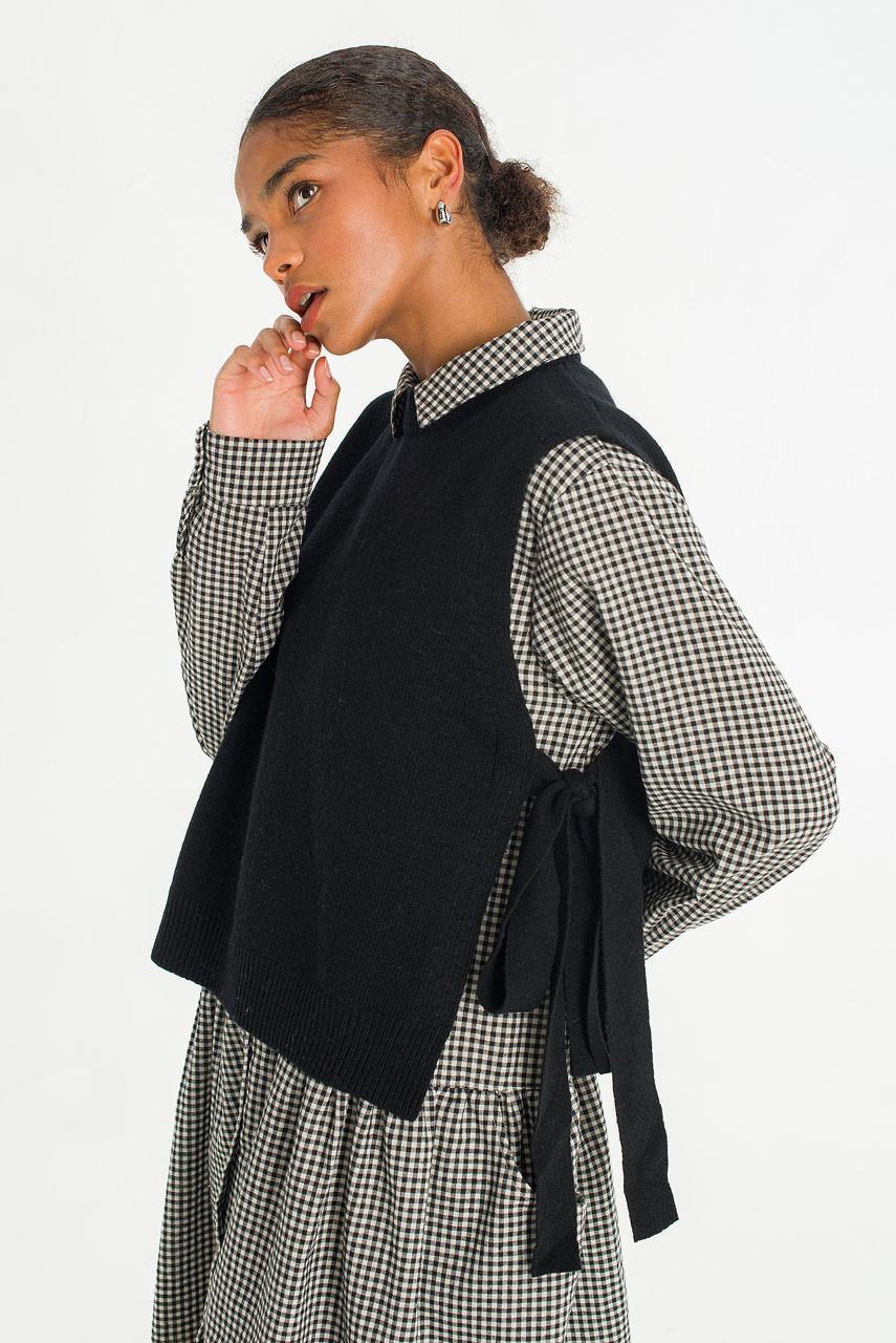 Side Ribbon Vest, Black