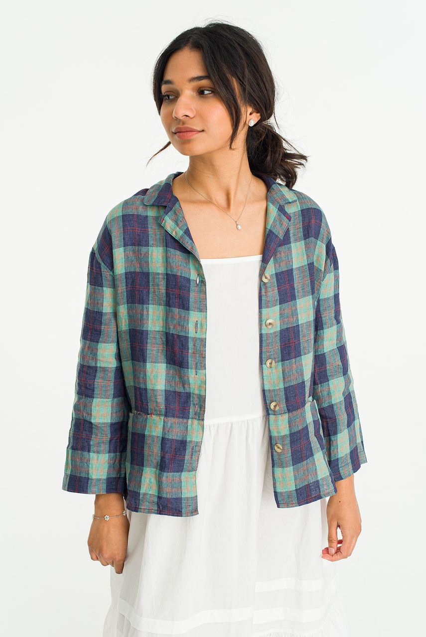 Alenor Check Jacket, Mint/Navy