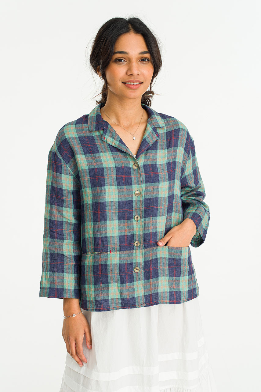 Alenor Check Jacket, Mint/Navy