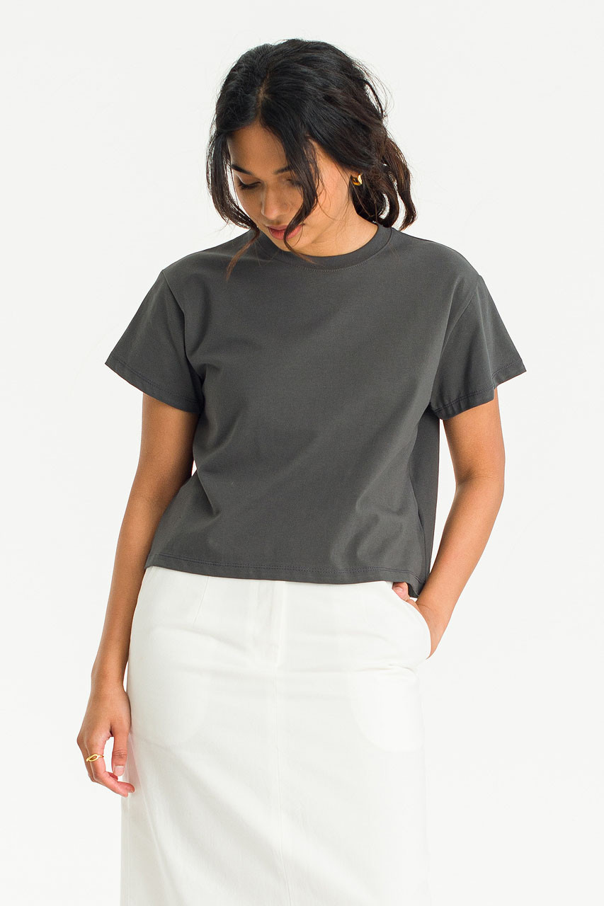 Anais Crop Tee, Charcoal