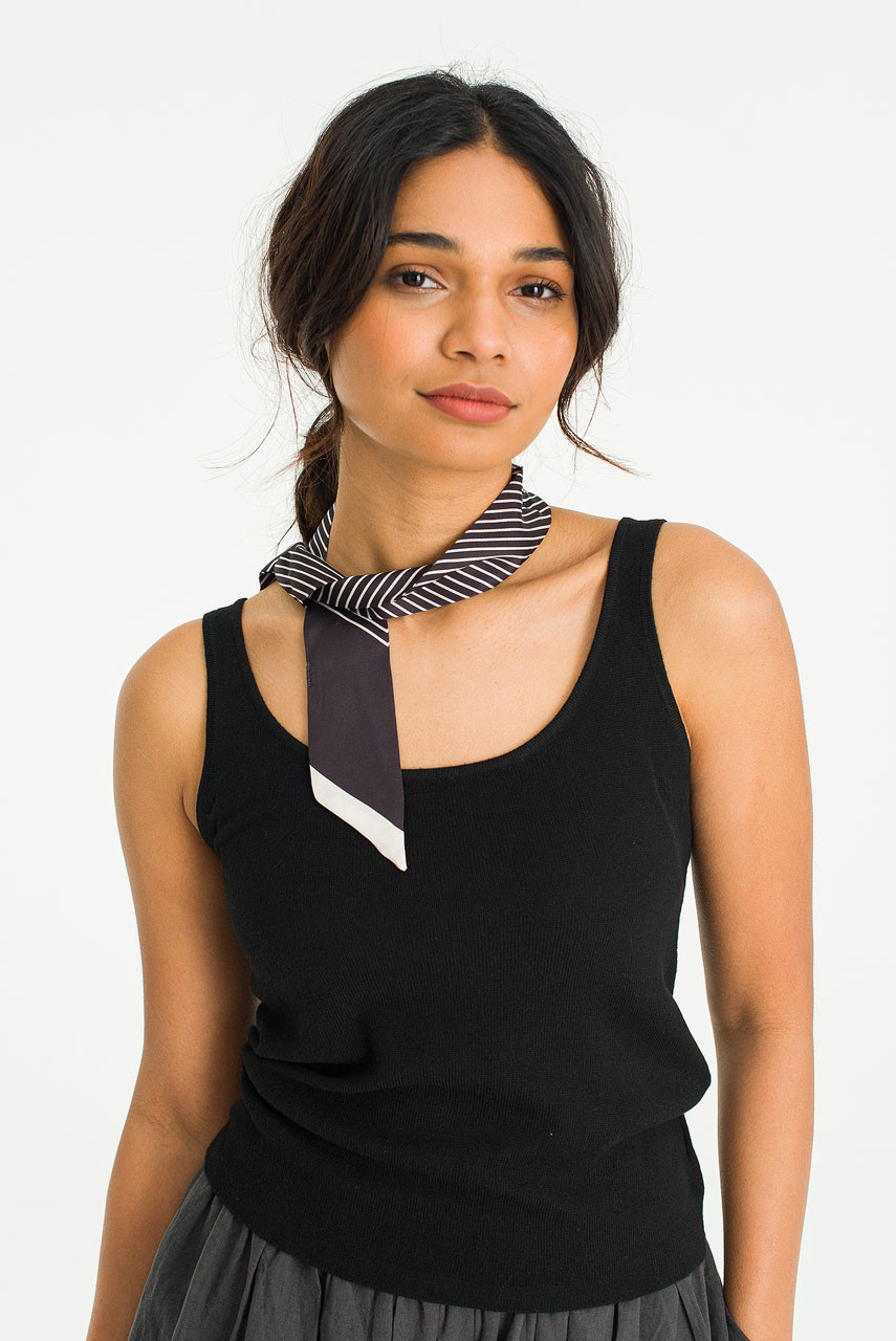 Jemma Mini Twill Scarf, Black