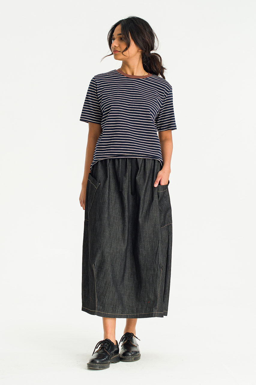 Aoi Waist String Pocket Skirt, Black