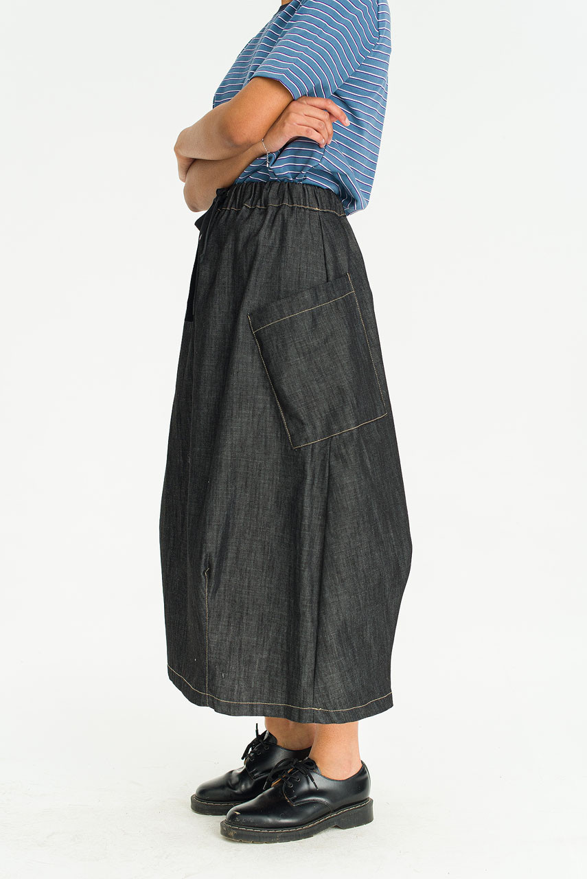 Aoi Waist String Pocket Skirt, Black