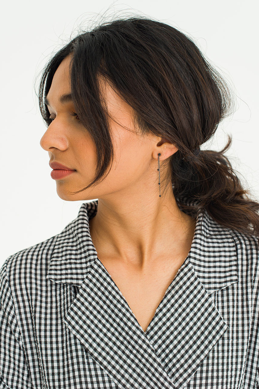 Sable Fall Earrings, Black Titanium Plated