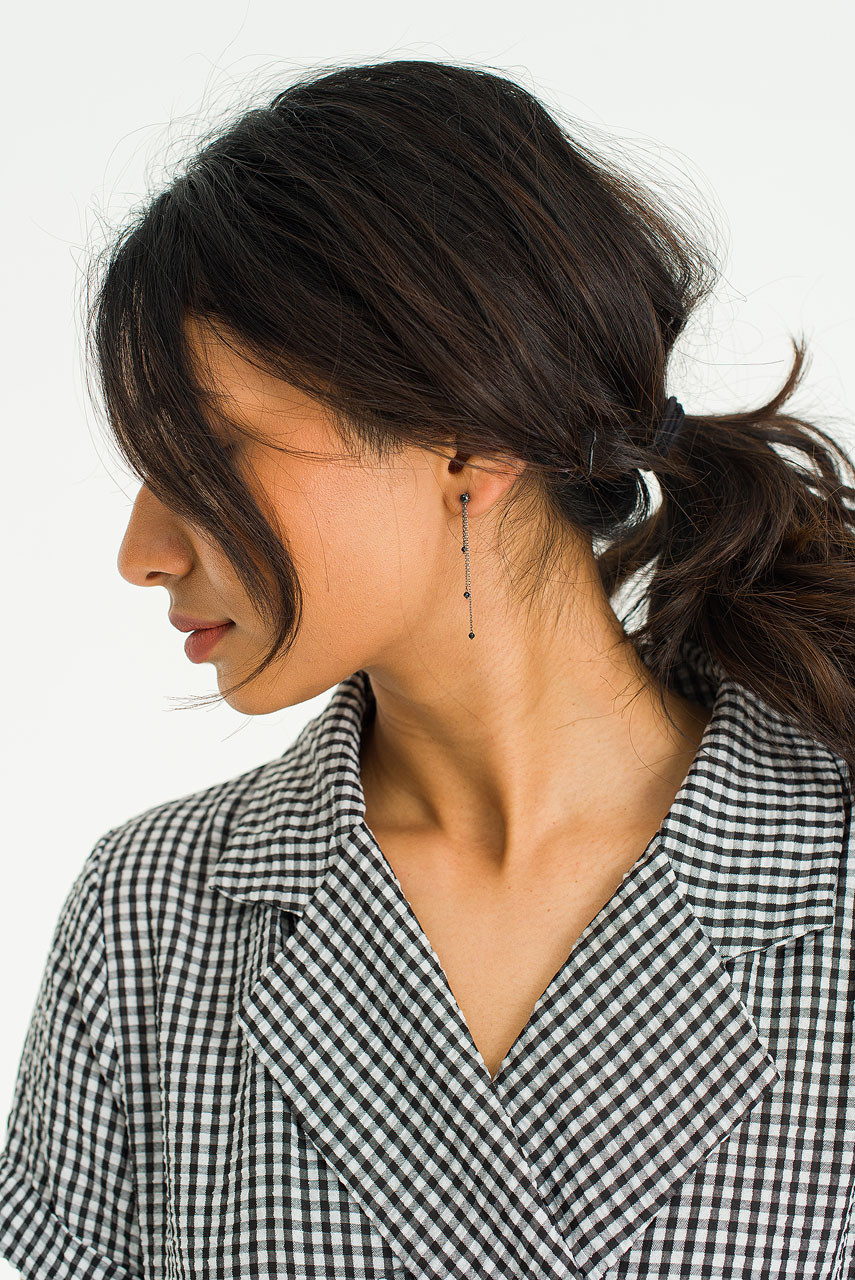 Sable Fall Earrings, Black Titanium Plated