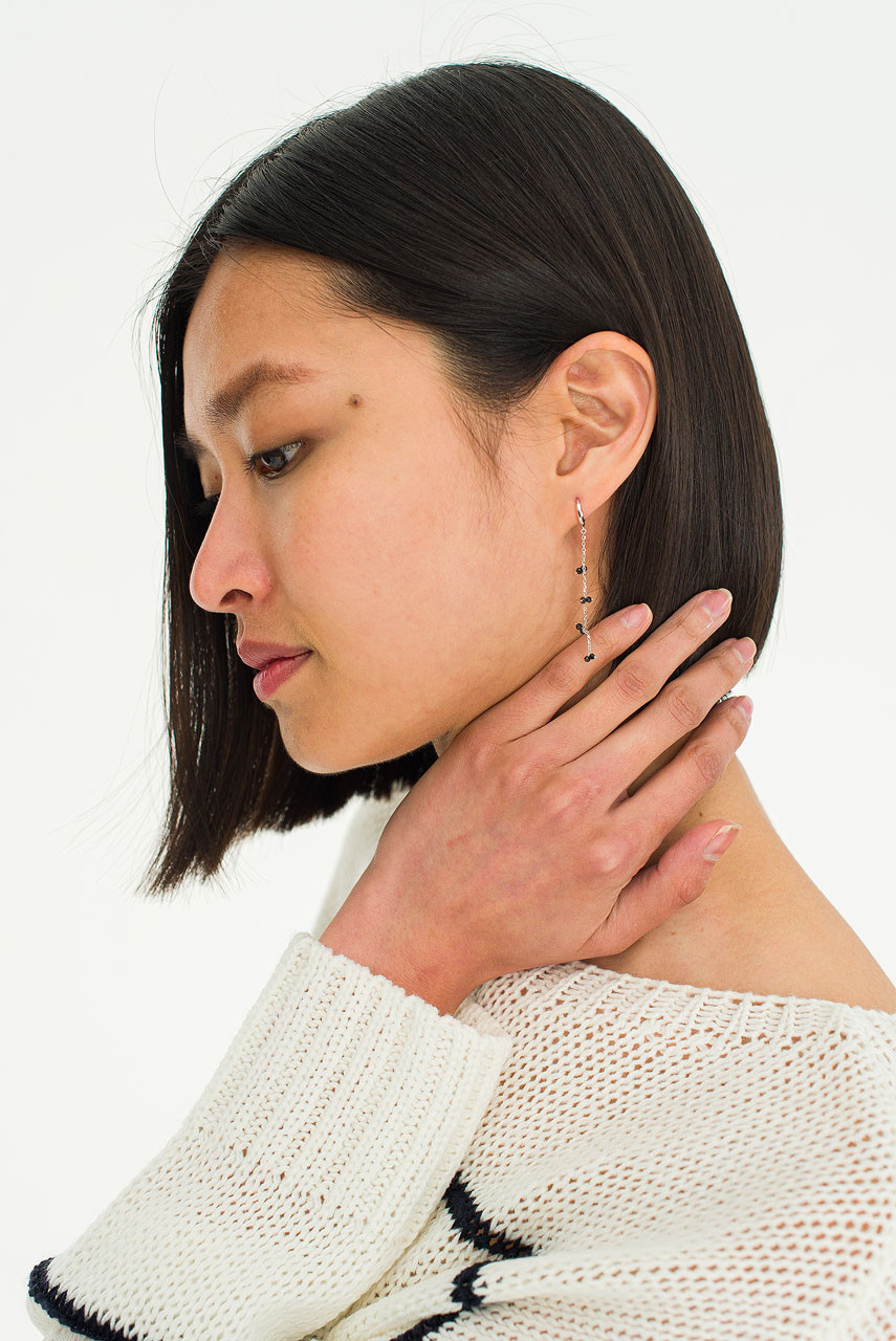 Sable Blossom Earrings, Sterling Silver