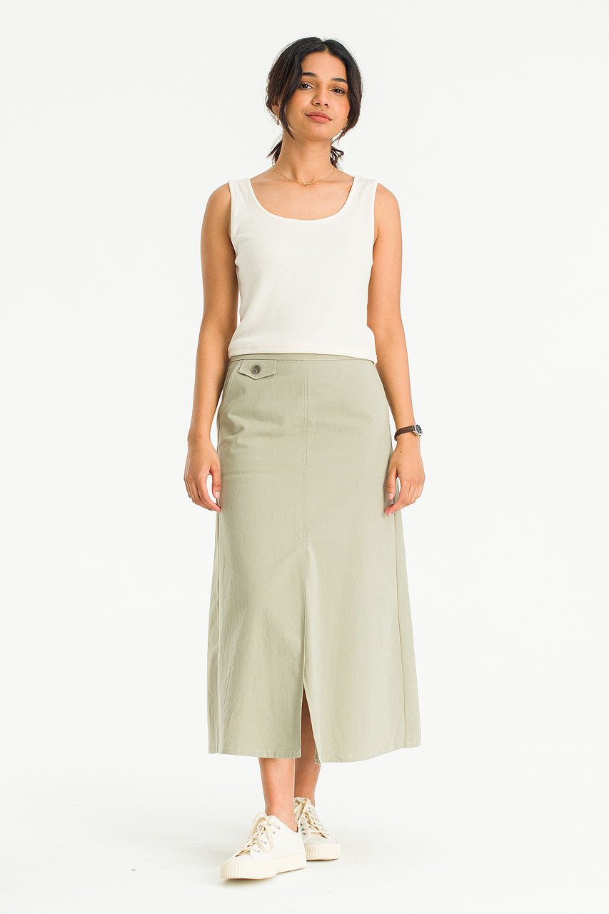 Gia Slit A Line Skirt, Khaki