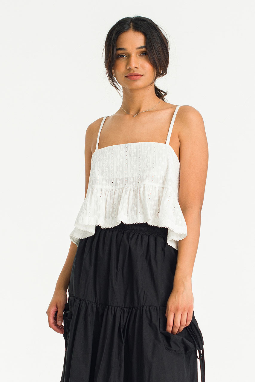 Kiara Cotton Embossed Bustier, Ivory