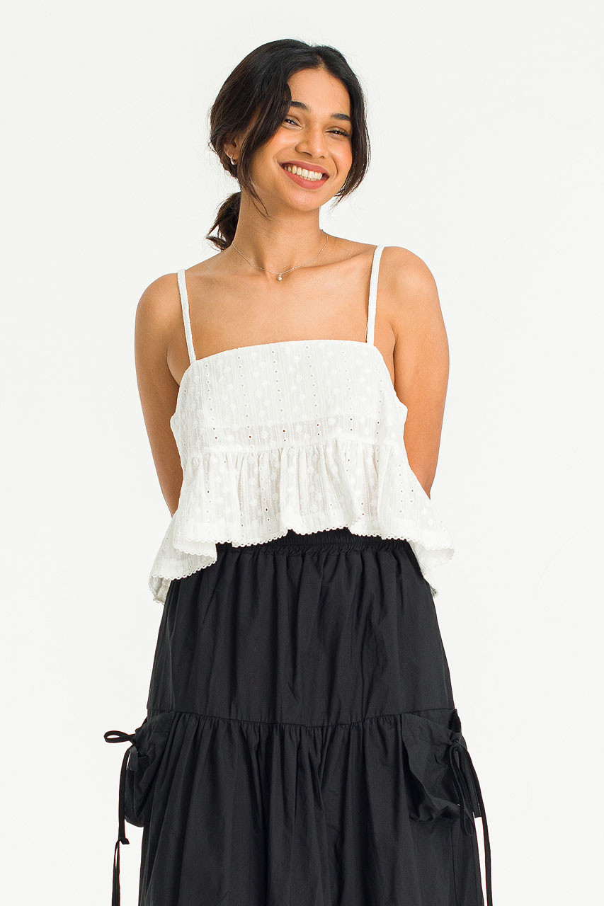 Kiara Cotton Embossed Bustier, Ivory