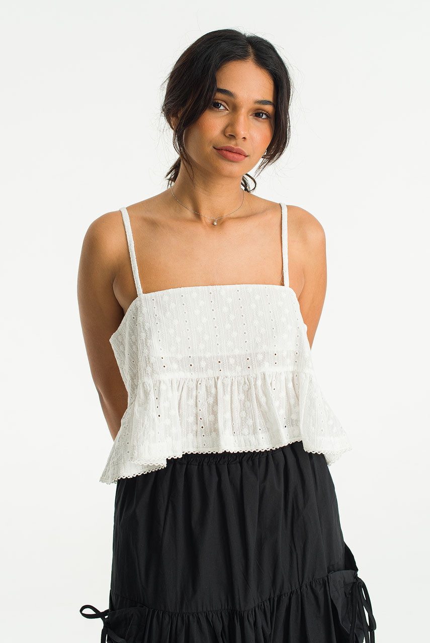 Kiara Cotton Embossed Bustier, Ivory