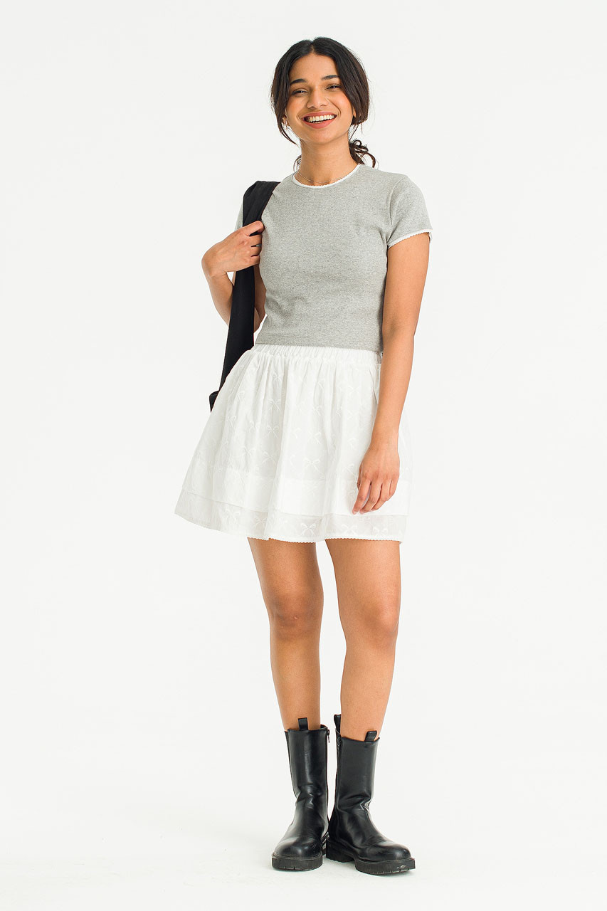 Kiko Ribbon Detail Waist String Skirt, Ivory