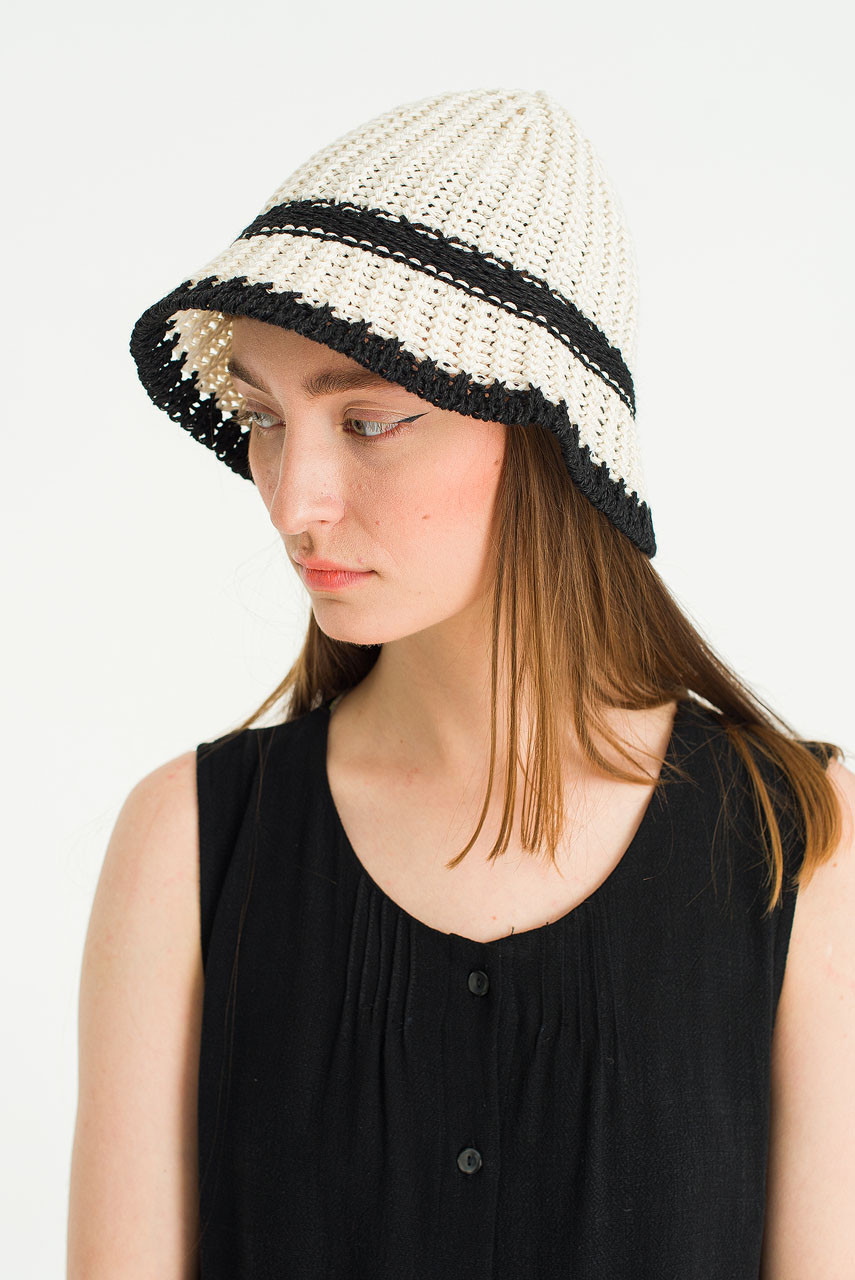 Cotton Knitted Ss Bucket Hat, Ivory
