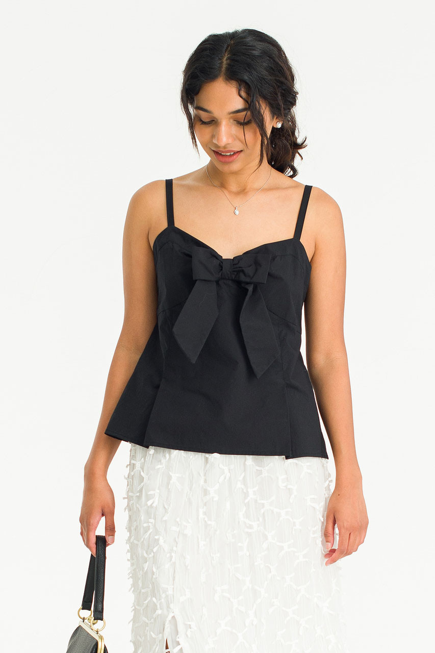 Mizuki Ribbon Cami Top, Black