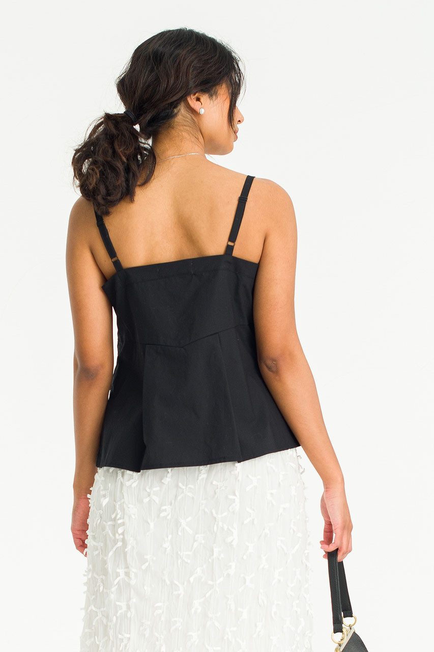 【新品未使用】THE SHISHIKUI ribbon cami/BLACK Mizuki Ribbon Cami Top, Black