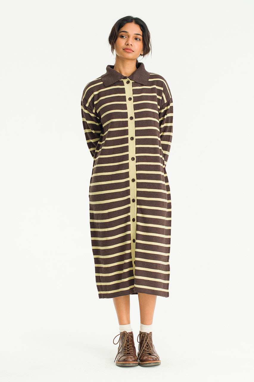 Momo Stripe Knit Maxi Dress, Brown