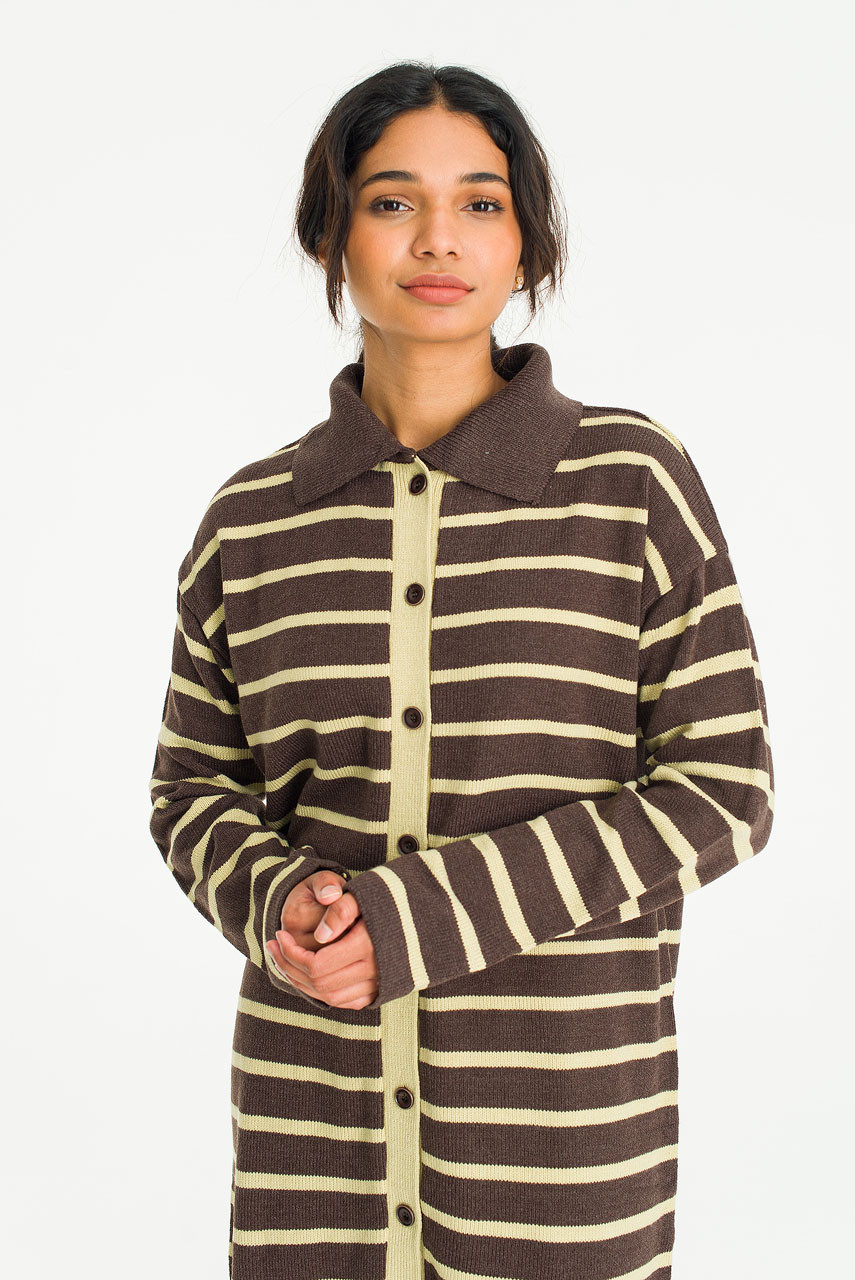 Momo Stripe Knit Maxi Dress, Brown