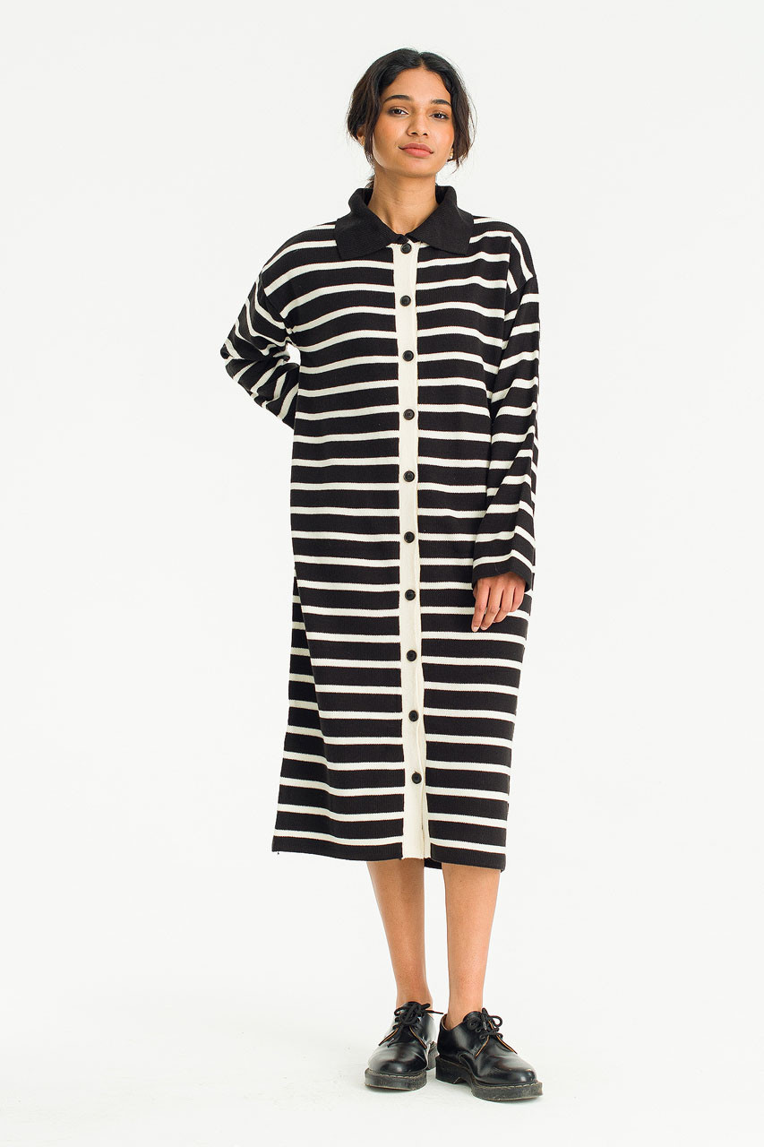 Momo Stripe Knit Maxi Dress, Black