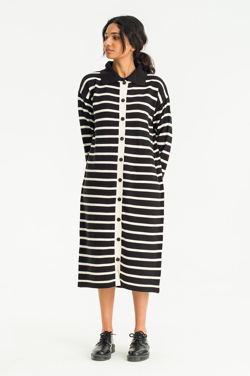 Momo Stripe Knit Maxi Dress, Black