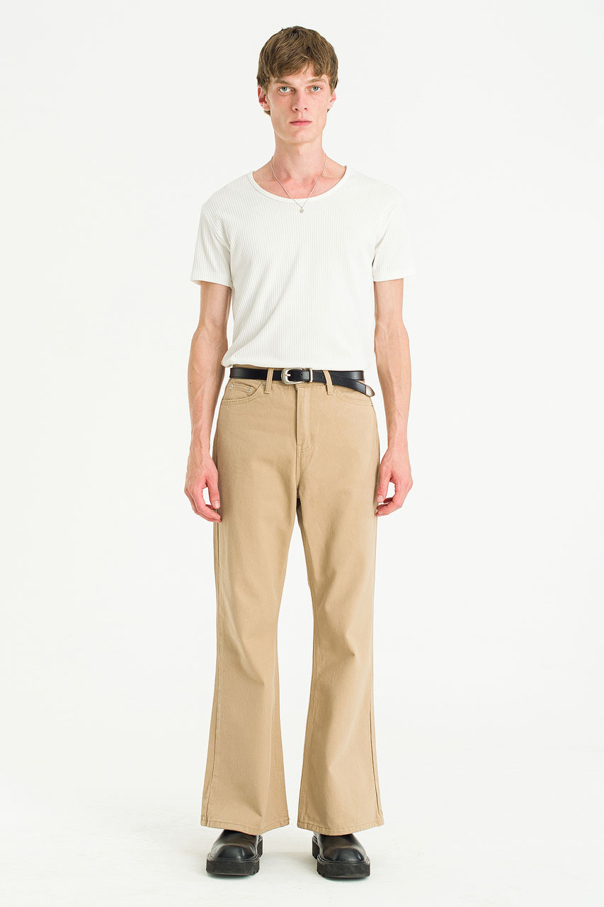 Menswear | Wide-Cut Twill Flares, Beige