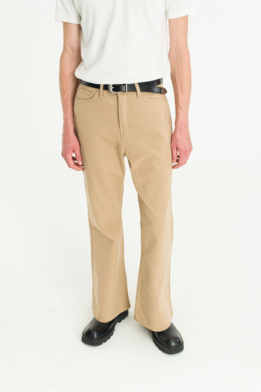 Menswear | Wide-Cut Twill Flares, Beige