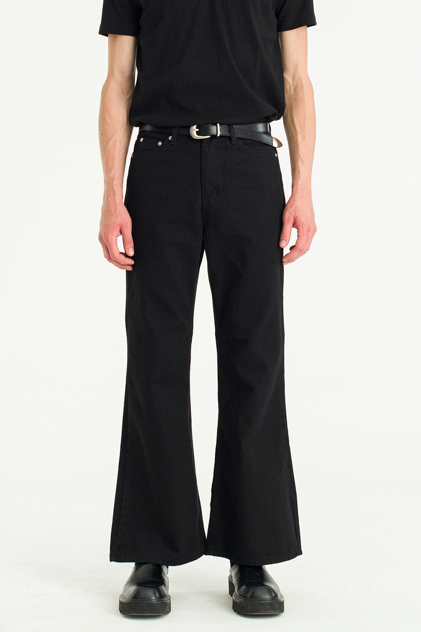 Menswear | Wide-Cut Twill Flares, Black