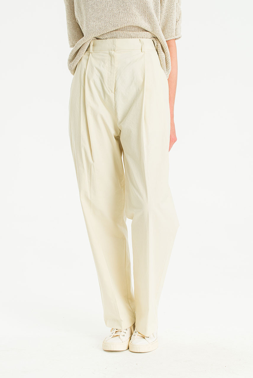 Aurea Pintuck Cotton Pants, Cream